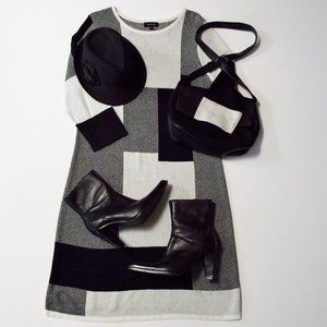Spence patchwork, color block sweater dress